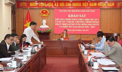 Đoàn Khảo sát Ban Dân tộc HĐND tỉnh làm việc với các sở, ngành về việc triển khai thực hiện dự án 1 và dự án 7 thuộc chương trình MTQG phát triển kinh tế xã hội vùng đồng bào dân tộc thiểu số và miền núi giai đoạn 2021-2025